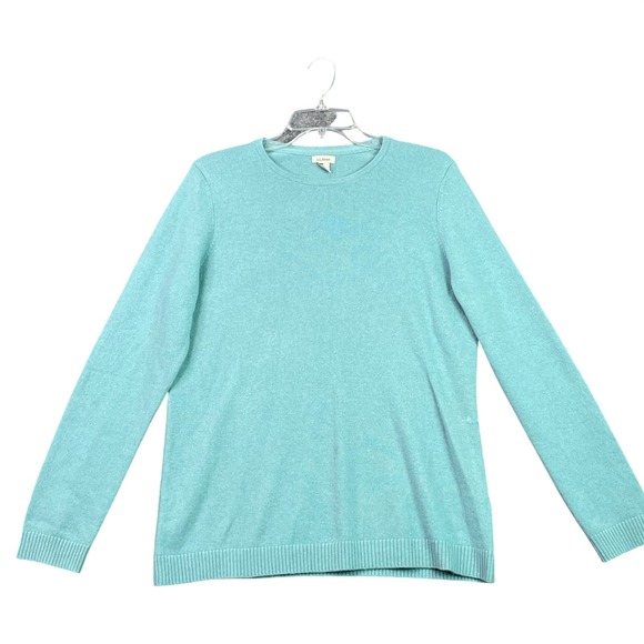 L.L. Bean Sweaters - LL Bean Cashmere Sweater Women Large Blue Crew Neck Long Sleeve Pullover Travel